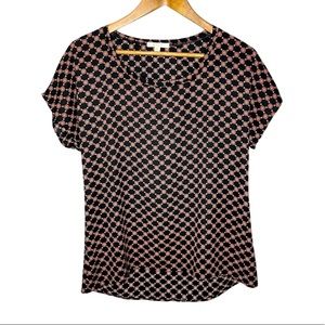 PLEIONE Printed Medallion Short Sleeved Crewneck Blouse Size XS